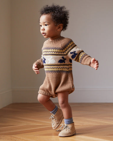 OEUF "Franglaise" Knit Vest and Shorts Set in Ciel and Chairs
