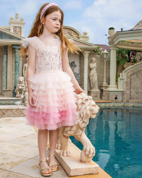 TUTU DU MONDE SS26 CORAL CASCADE TUTU DRESS