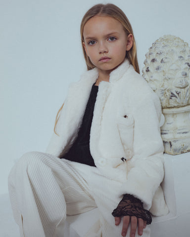 UNLABEL FW23 Glee Faux Fur Coat in Snow