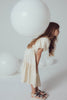 UNLABEL SS24  Max Puffy Sleeve Rayon Dress in Vanilla