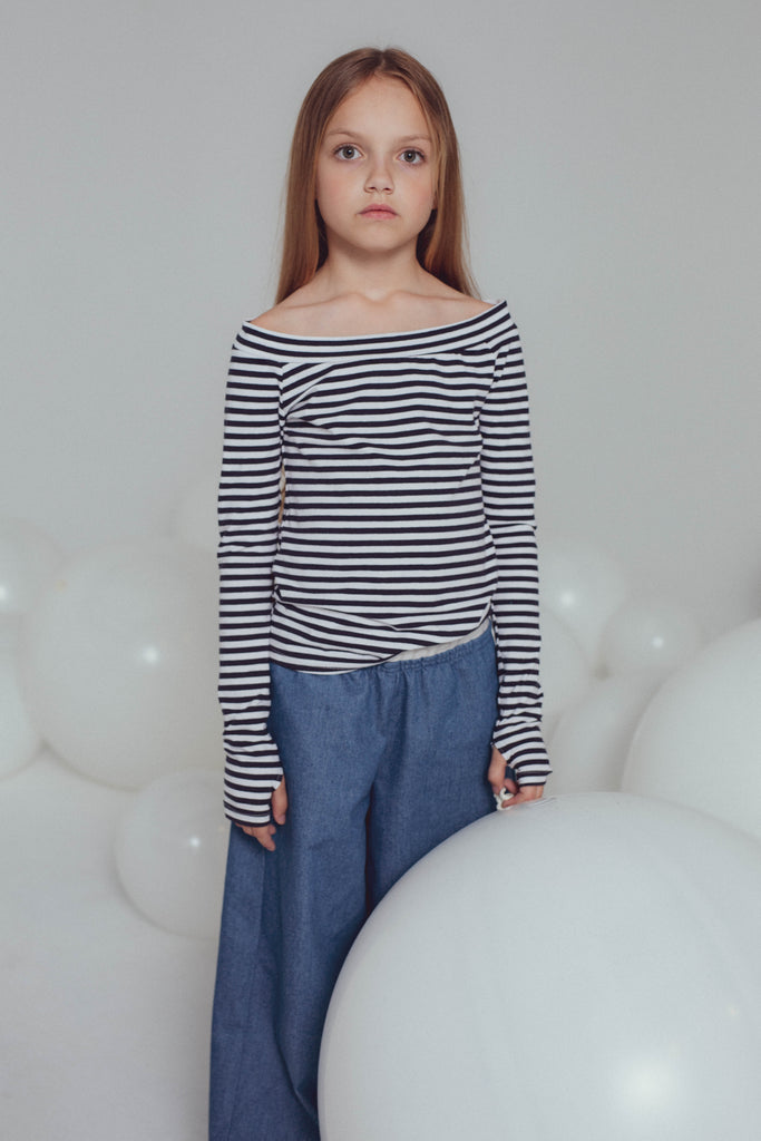 UNLABEL SS24 Chase Long Sleeve Top in Stripes