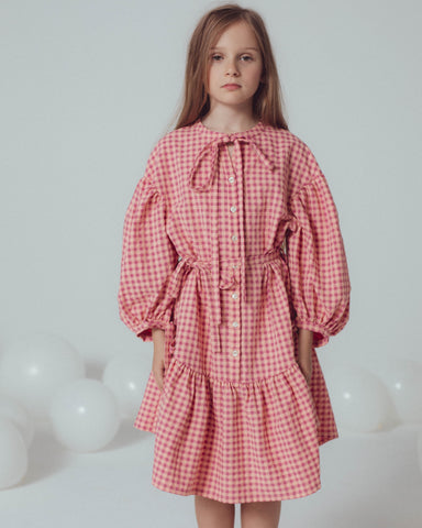 UNLABEL SS24 May Long Sleeve Dress with Bow in Watermelon