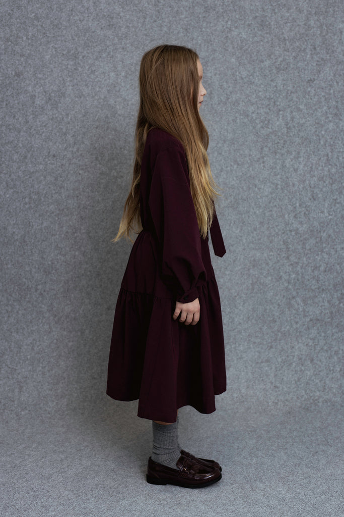 UNLABEL FW25 Kara Dress in Dark Burgundy