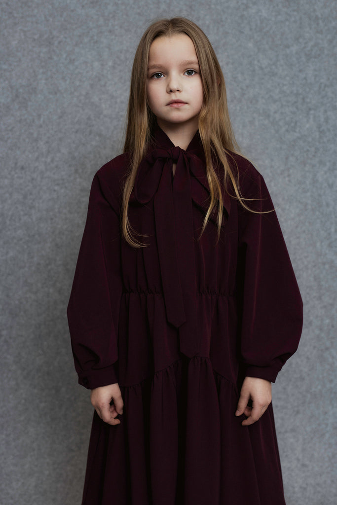 UNLABEL FW25 Kara Dress in Dark Burgundy