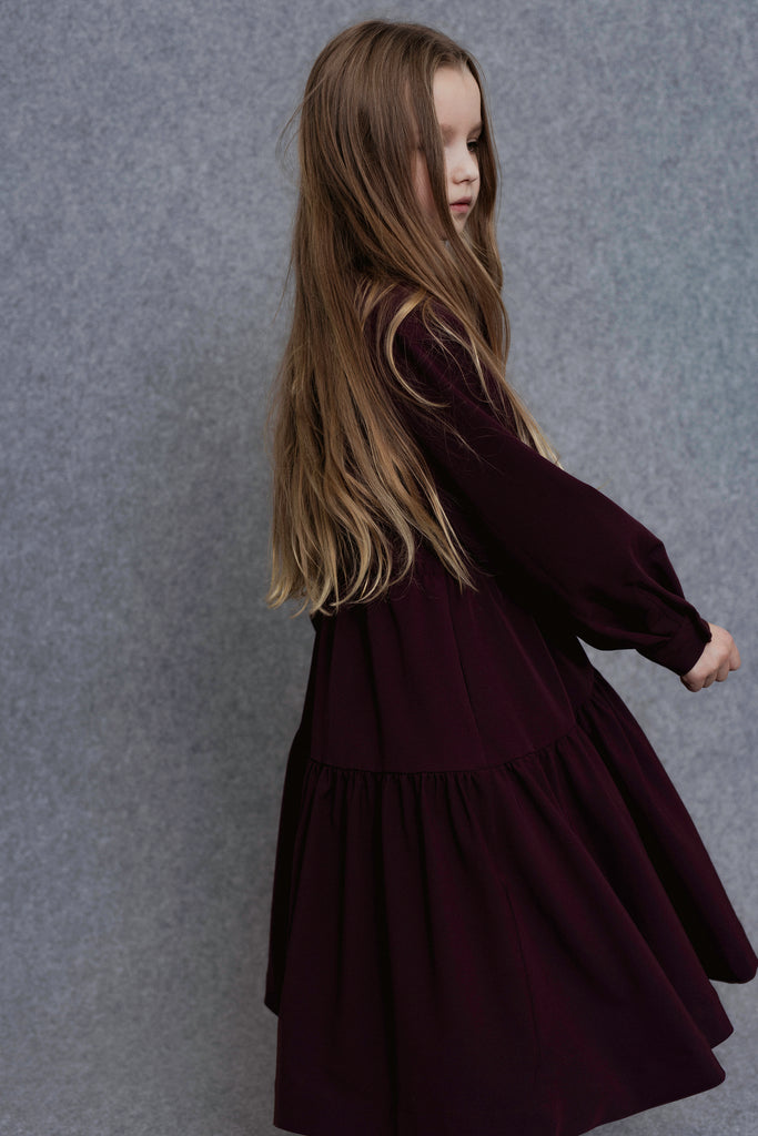 UNLABEL FW25 Kara Dress in Dark Burgundy