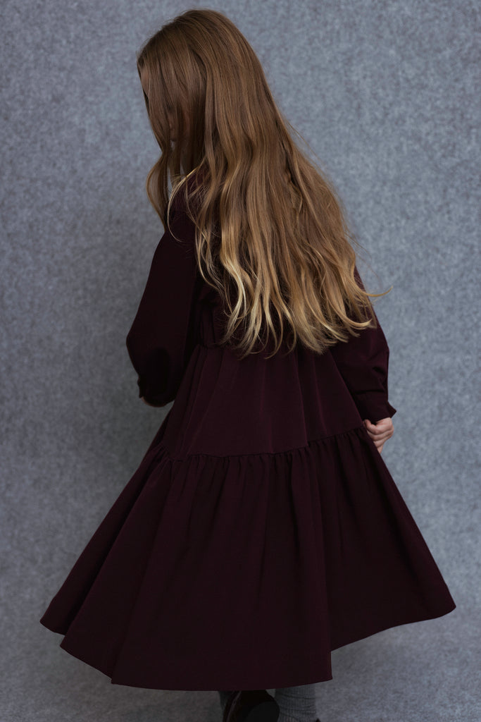 UNLABEL FW25 Kara Dress in Dark Burgundy