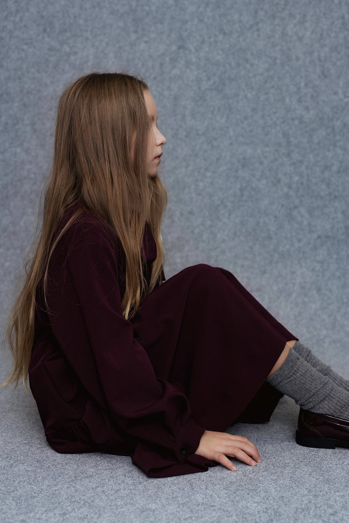 UNLABEL FW25 Kara Dress in Dark Burgundy