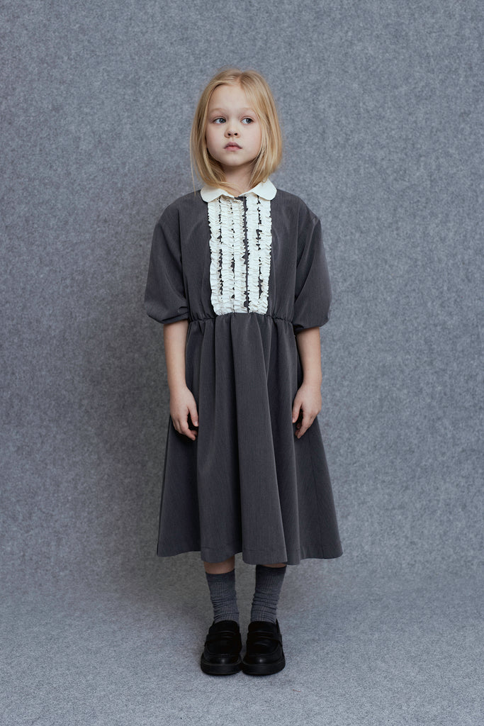 UNLABEL FW25 Jiu Dress with Contrast Front Ruffle