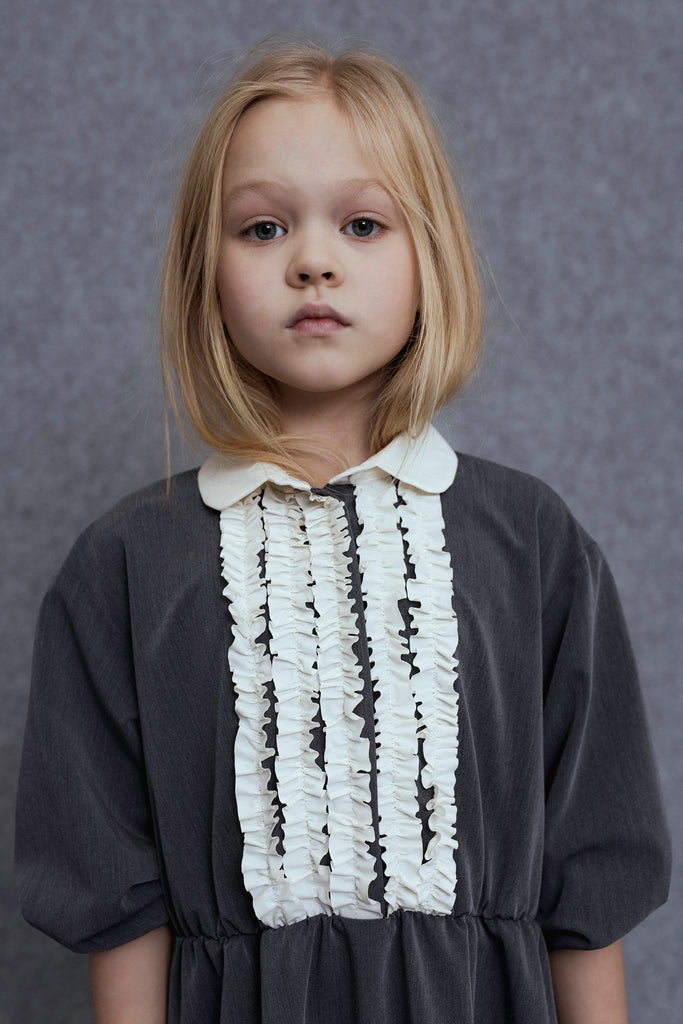UNLABEL FW25 Jiu Dress with Contrast Front Ruffle