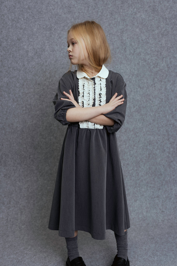 UNLABEL FW25 Jiu Dress with Contrast Front Ruffle