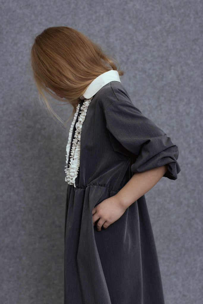 UNLABEL FW25 Jiu Dress with Contrast Front Ruffle