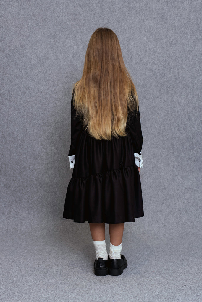 UNLABEL FW25 Indre Contrast Dress in Black Milano