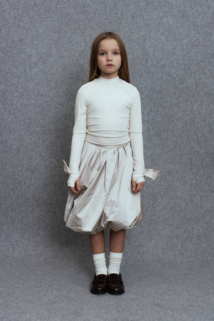 UNLABEL FW25 Agrio Long Sleeve Top with Bow Sleeve Details in Cream *PREORDER*