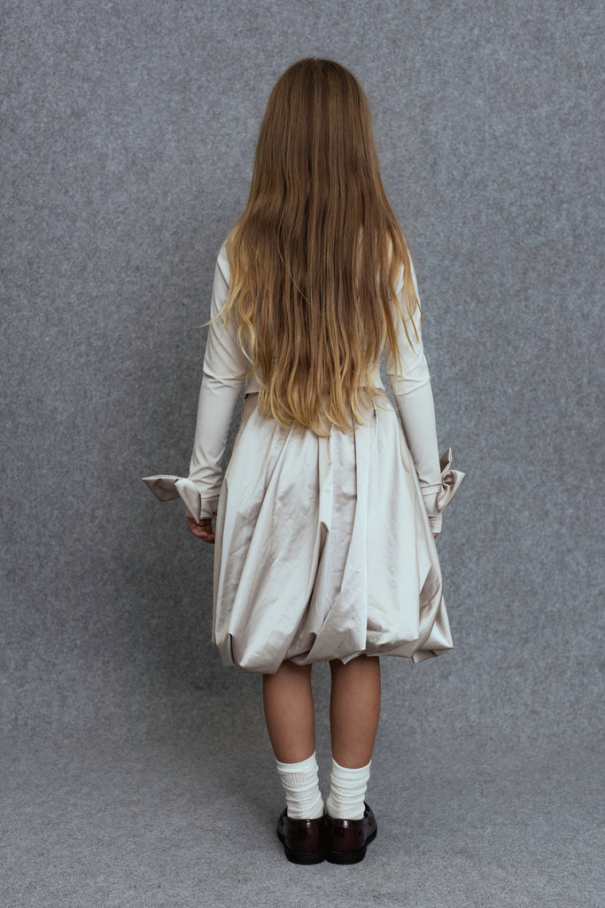 UNLABEL FW25 Agrio Long Sleeve Top with Bow Sleeve Details in Cream *PREORDER*