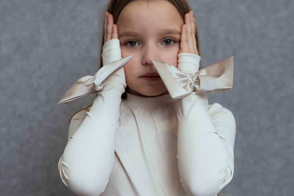 UNLABEL FW25 Agrio Long Sleeve Top with Bow Sleeve Details in Cream *PREORDER*