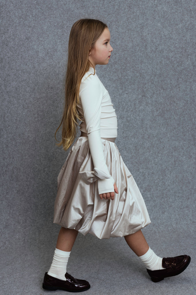 UNLABEL FW25 Agrio Long Sleeve Top with Bow Sleeve Details in Cream *PREORDER*