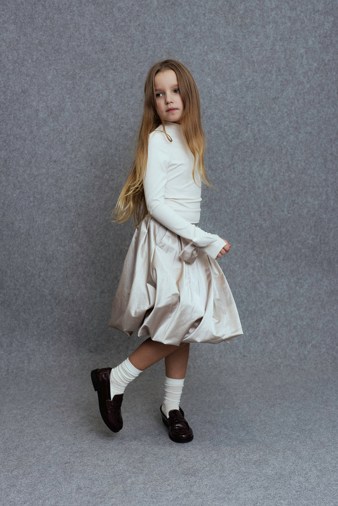 UNLABEL FW25 Agrio Long Sleeve Top with Bow Sleeve Details in Cream *PREORDER*