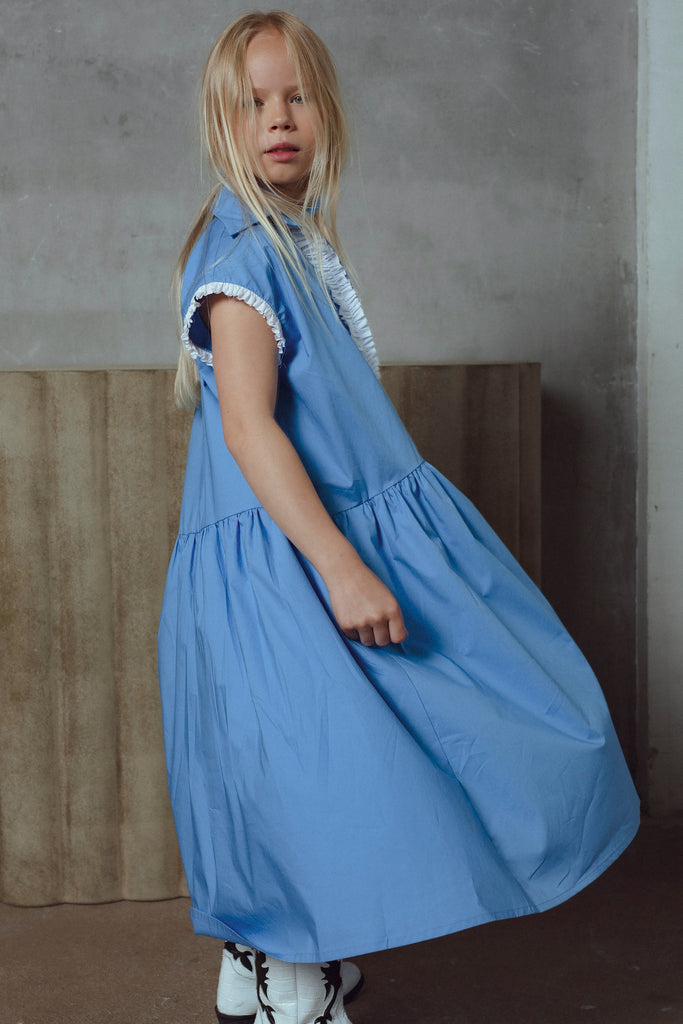 UNLABEL SS26 Dot Dress in Ocean Blue