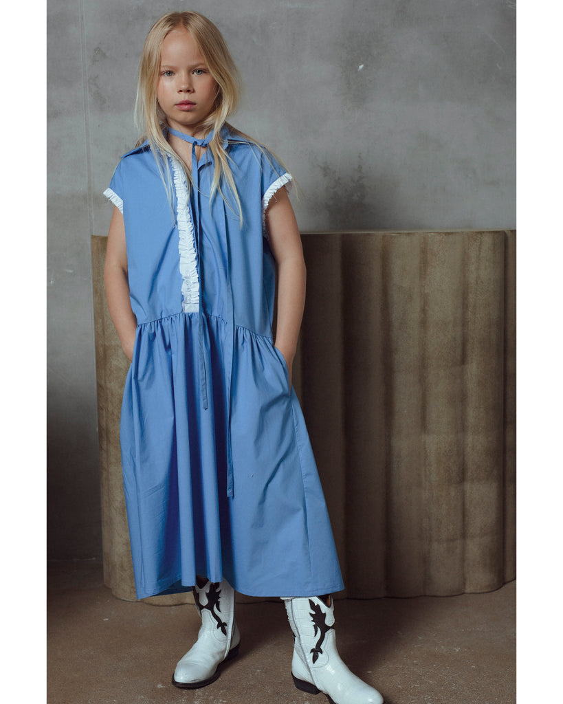 UNLABEL SS26 Dot Dress in Ocean Blue