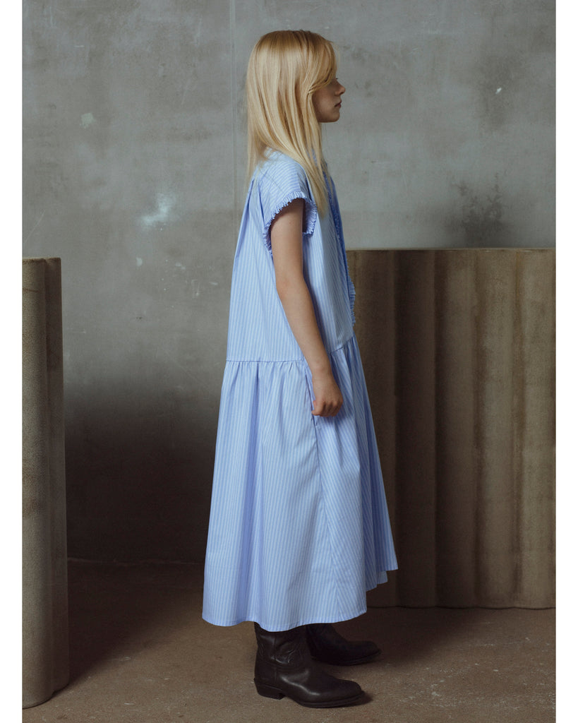 UNLABEL SS26 Amy Dress in Baby Blue Stripes