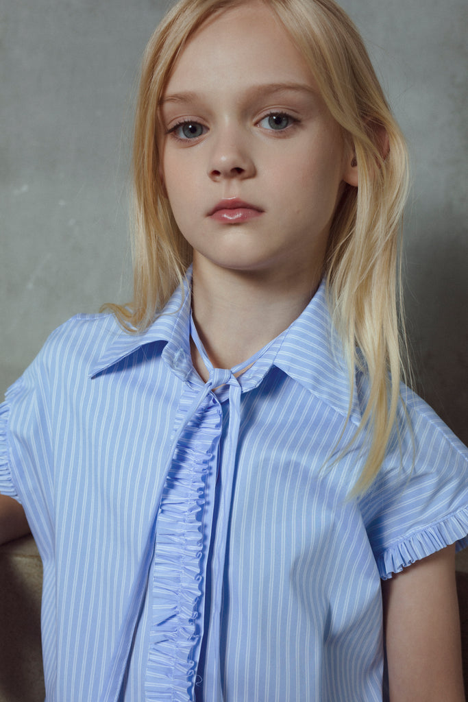 UNLABEL SS26 Amy Dress in Baby Blue Stripes