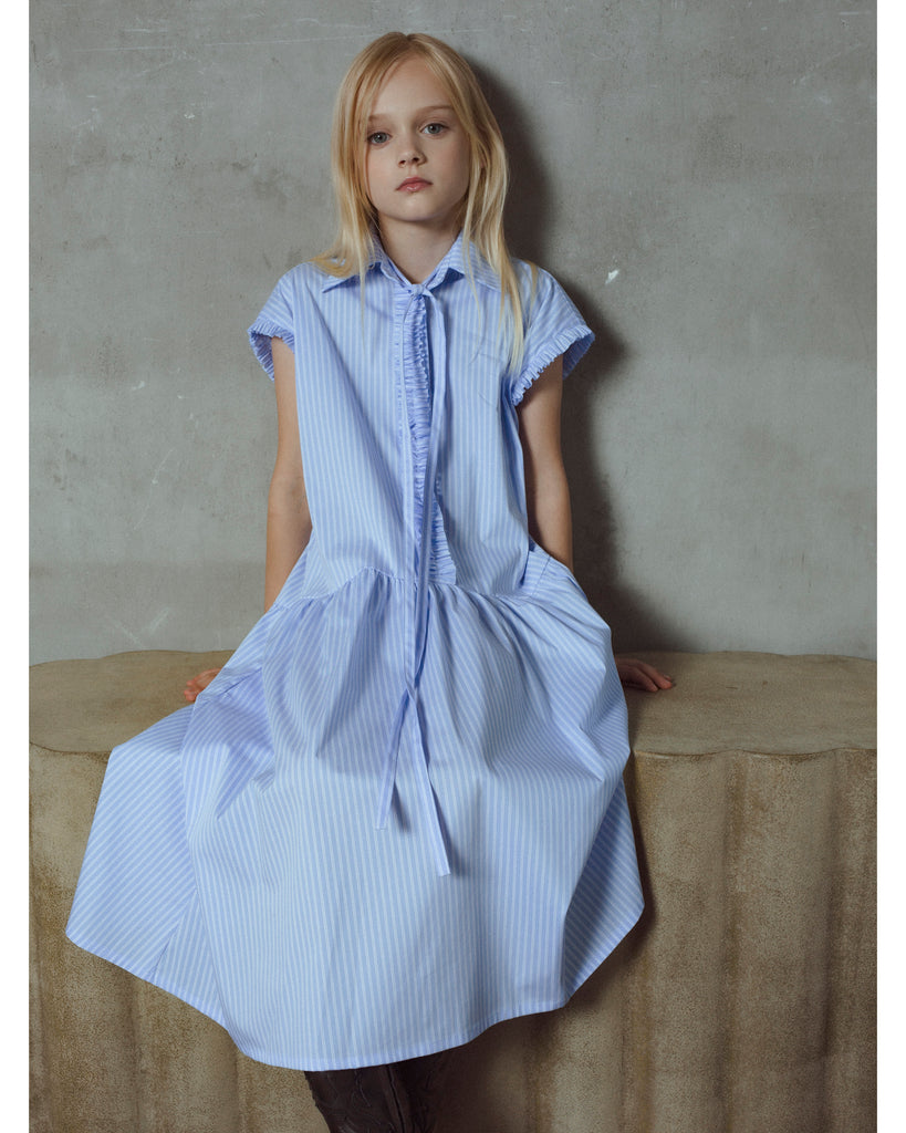 UNLABEL SS26 Amy Dress in Baby Blue Stripes