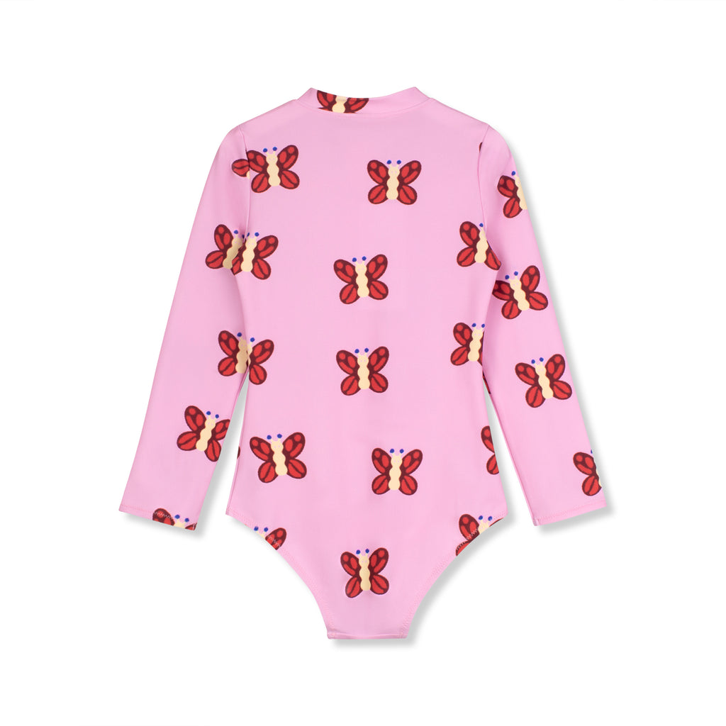 WYNKEN SS26 LONG SLEEVE SWIM SUIT RUSHGUARD with BUTTERFLY PRINT UPF50+