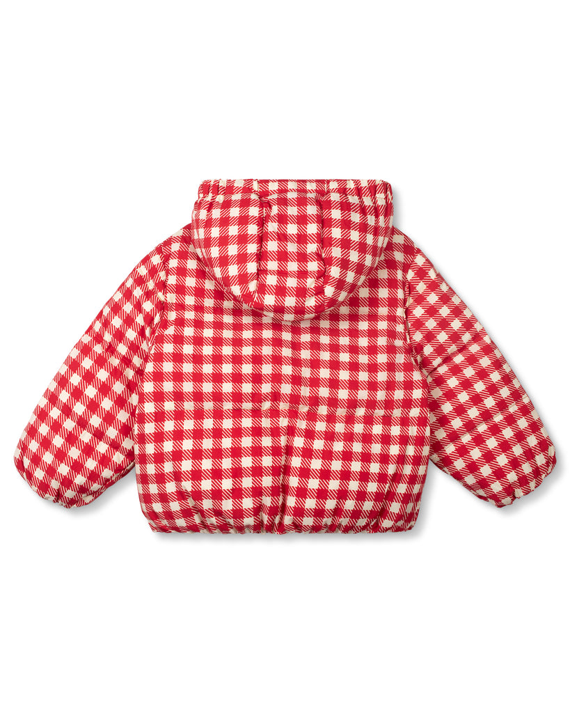 WYNKEN FALL 2026  "PAINTERS AND POETS" BURLETTA PUFFER DOWN JACKET COAT in RED GINGHAM