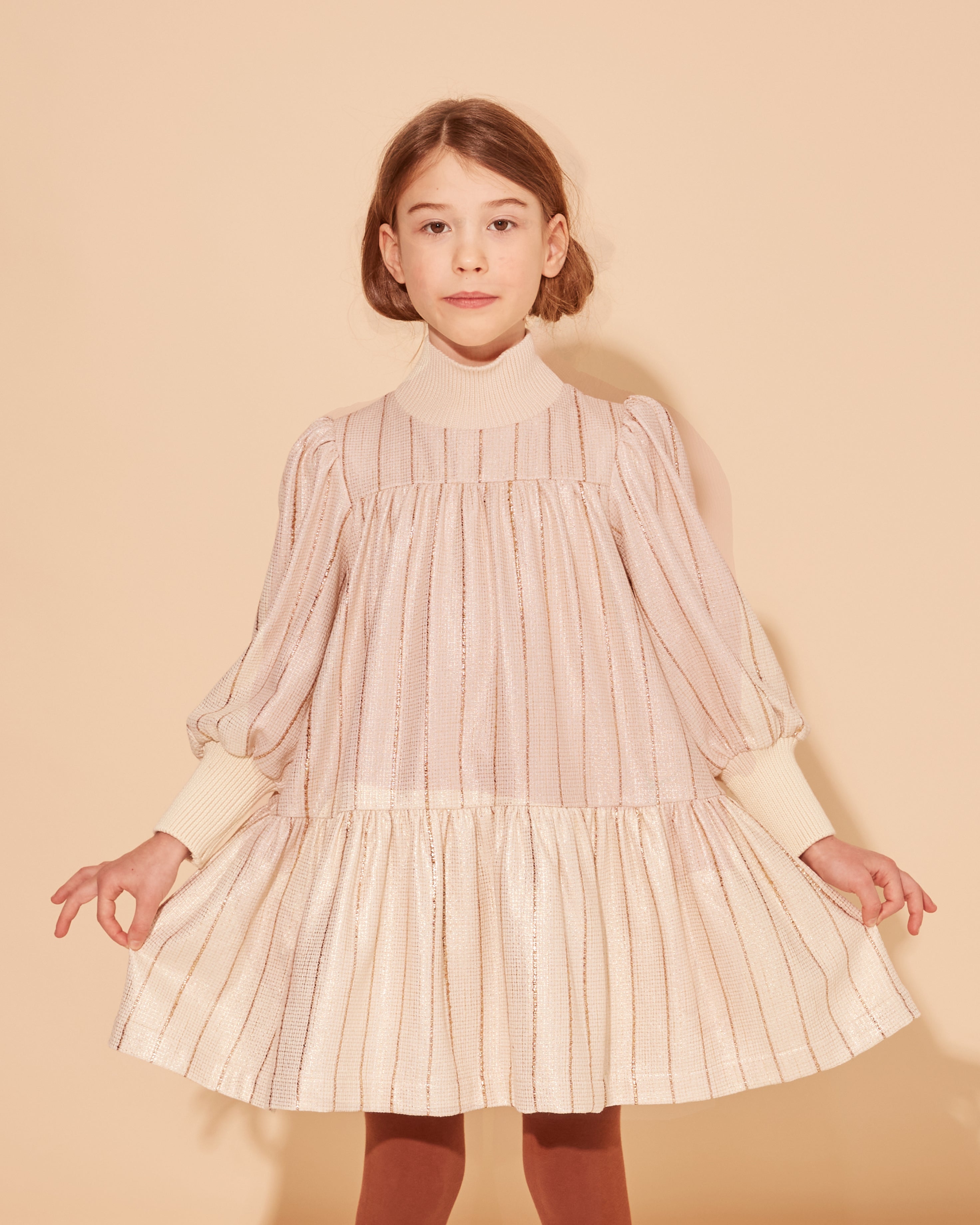 THE MIDDLE DAUGHTER FW25 WORD OF MOUTH Dress in WHITE CATS COAT WITH G