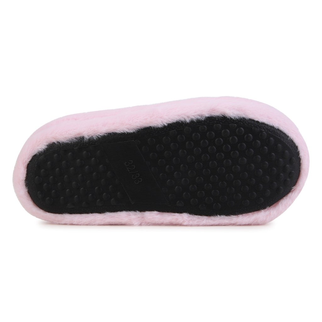 KARL LAGERFELD FW23 Faux Fur Pink Logo Mules Slippers