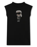 KARL LAGERFELD SS24 Sleeveless KARL IKONIC Rhinestones Black T-shirt Dress