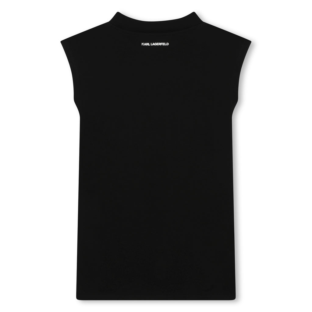KARL LAGERFELD SS24 Sleeveless KARL IKONIC Rhinestones Black T-shirt Dress