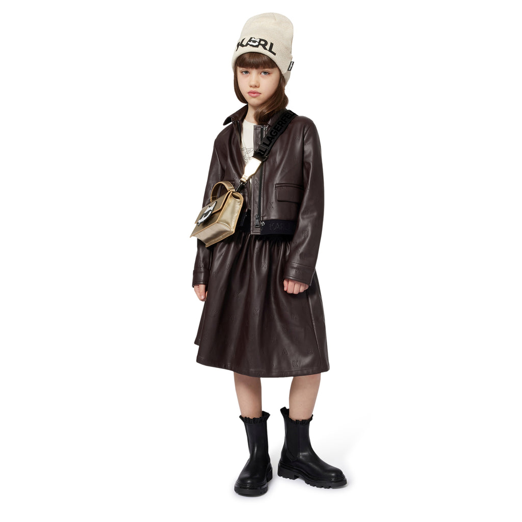 KARL LAGERFELD FW25 Mini-Me FAUX LEATHER SKIRT