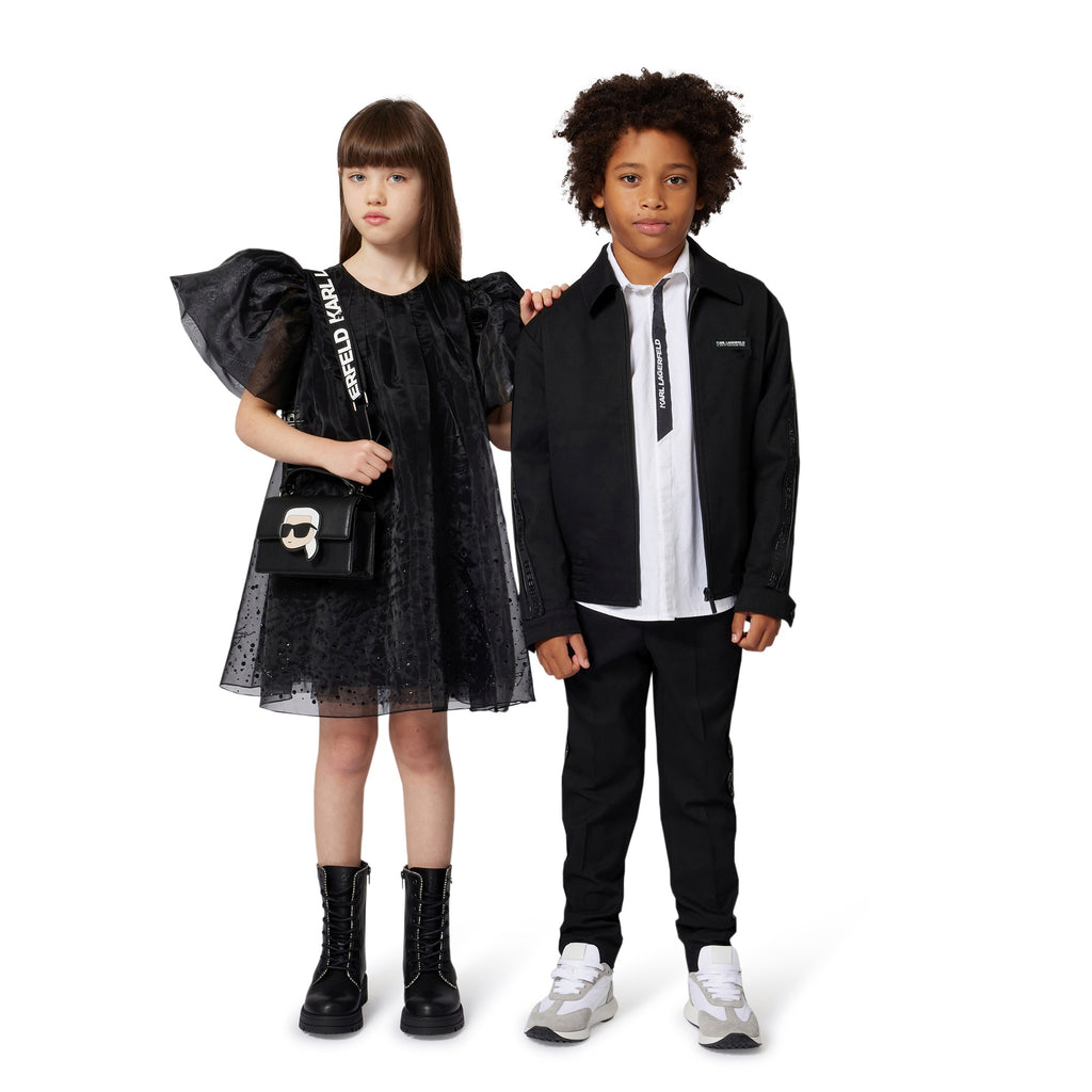 KARL LAGERFELD FW25 CEREMONY GLITTER TULLE OVERLAY DRESS