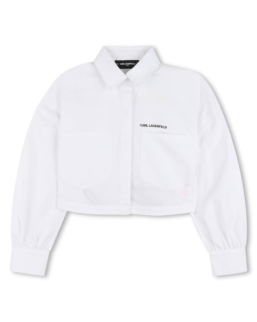 KARL LAGERFELD SS26 LONG-SLEEVED SHORT SHIRT IN COTTON POPLIN