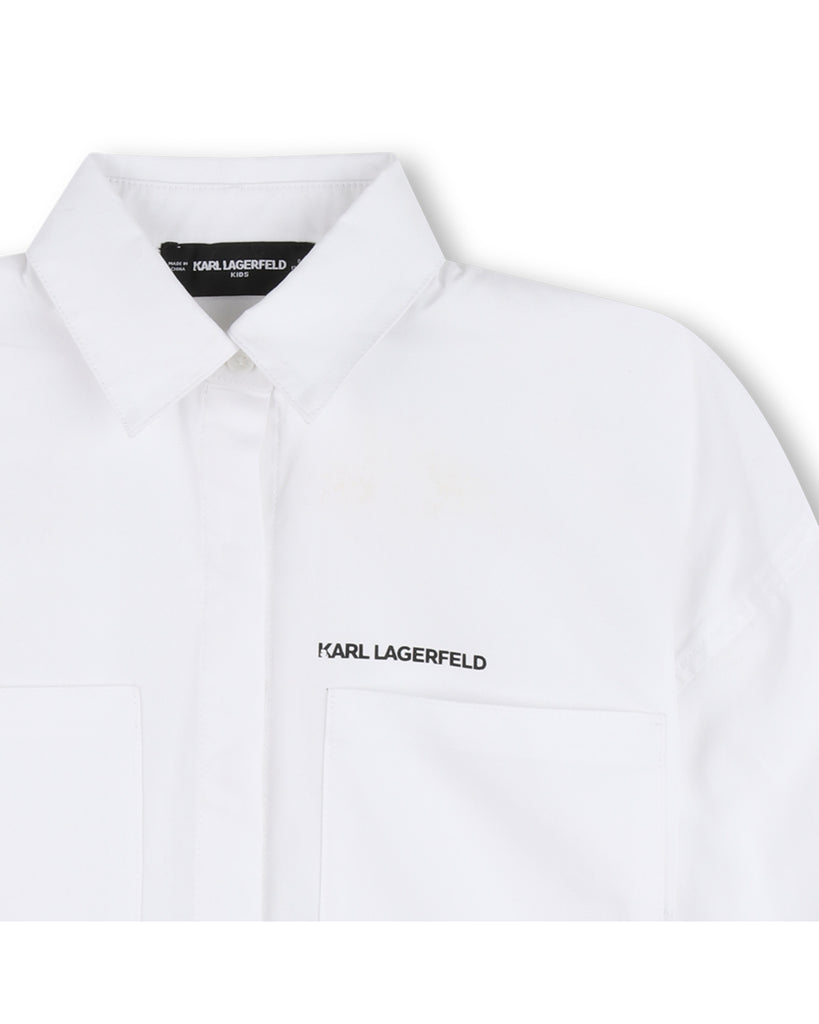 KARL LAGERFELD SS26 LONG-SLEEVED SHORT SHIRT IN COTTON POPLIN