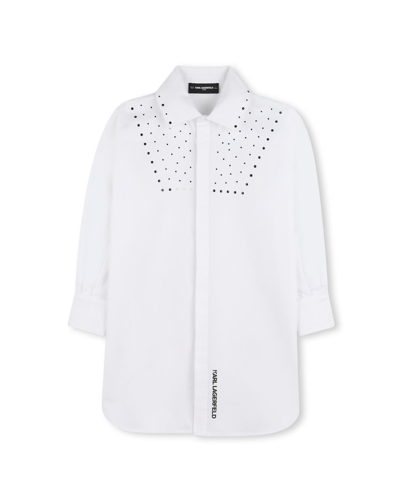 KARL LAGERFELD SS26 LONG-SLEEVED SHIRT DRESS WITH STUDS
