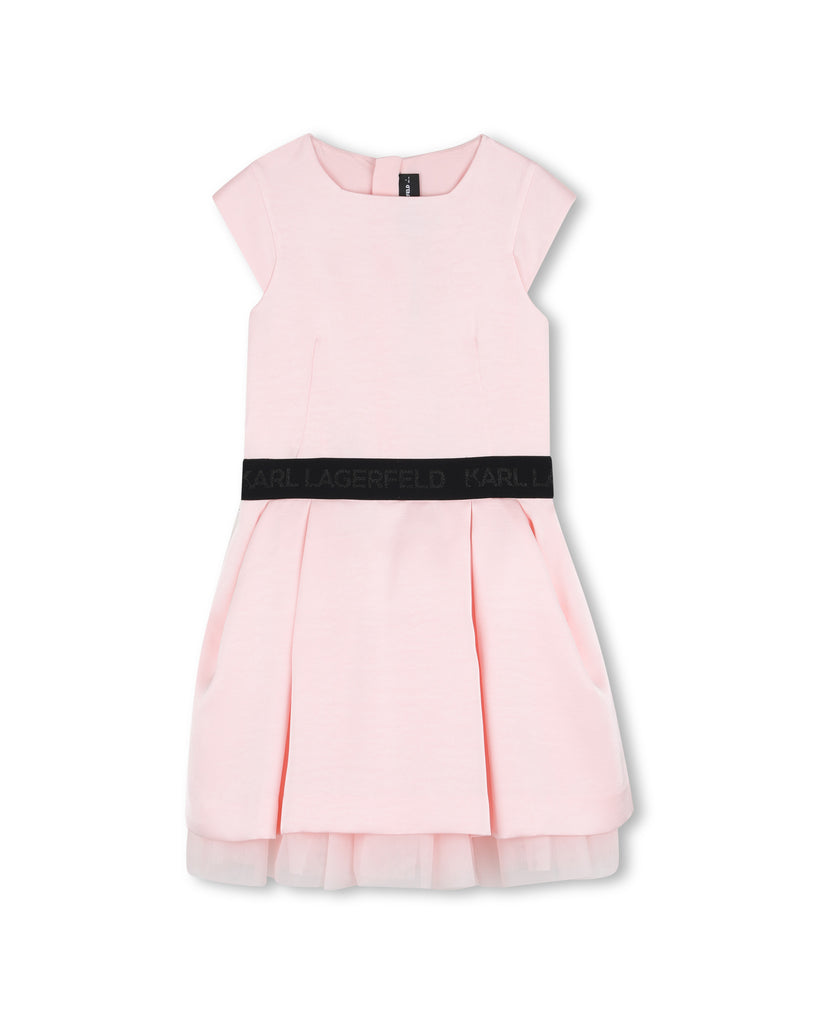 KARL LAGERFELD SS26 DRESS IN SATIN AND RESILLE