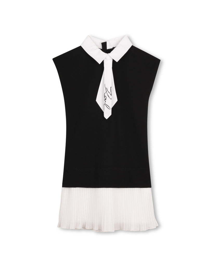 KARL LAGERFELD SS26 SHORT-SLEEVES DRESS IN MILANO WITH REMOVABLE TIE