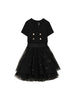 KARL LAGERFELD SS26 BI-MATERIAL SHORT-SLEEVED CEREMONY DRESS