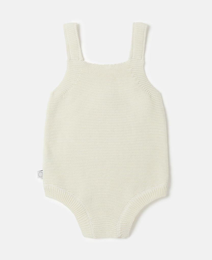 STELLA MCCARTNEY KIDS Baby Organic Cotton Knit Puffel Overalls Bodysuit with Bumblebee