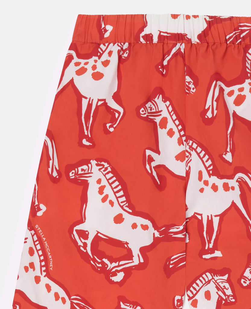 STELLA MCCARTNEY SS26 Horse-Print Popeline Trousers