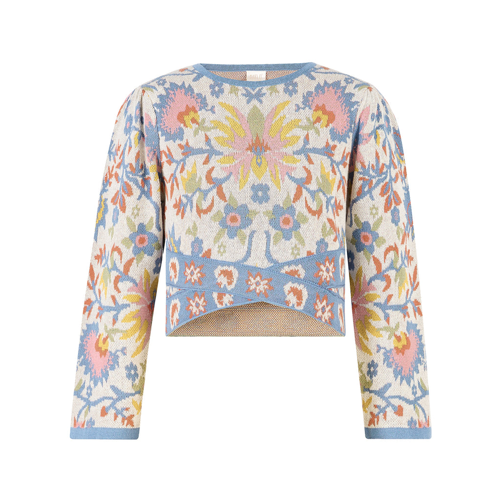 MARLO KIDS Elora Knit Floral Sweater Top