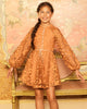 MARLO KIDS Esme Embroidered Sleeve Mini Dress in Cinnamon