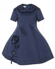 MIMISOL Spring Summer 2026 REDINGOTE COTTON DRESS in DARK BLUE