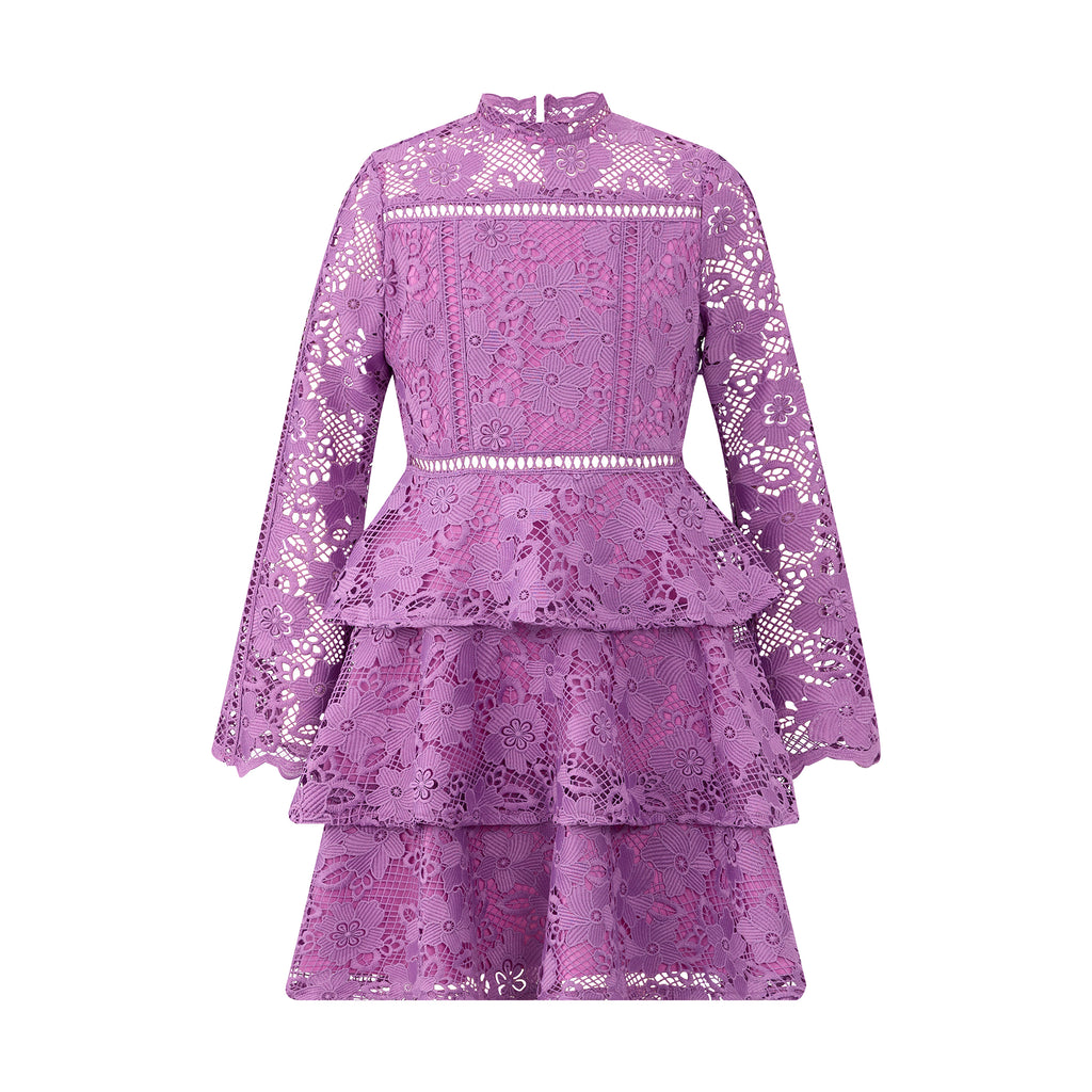 MARLO KIDS Gianna Embroidery Mini Dress in Grape