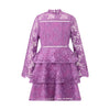 MARLO KIDS Gianna Embroidery Mini Dress in Grape