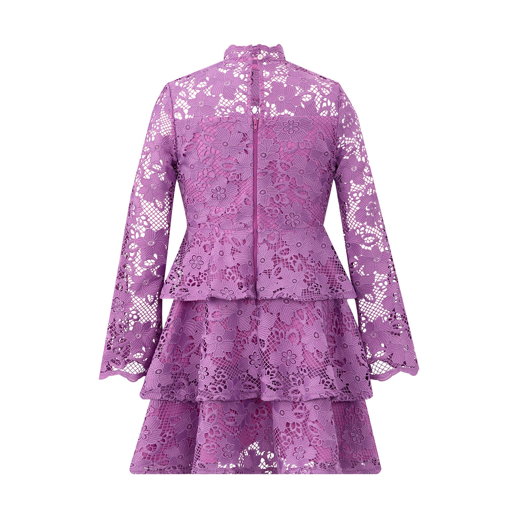 MARLO KIDS Gianna Embroidery Mini Dress in Grape