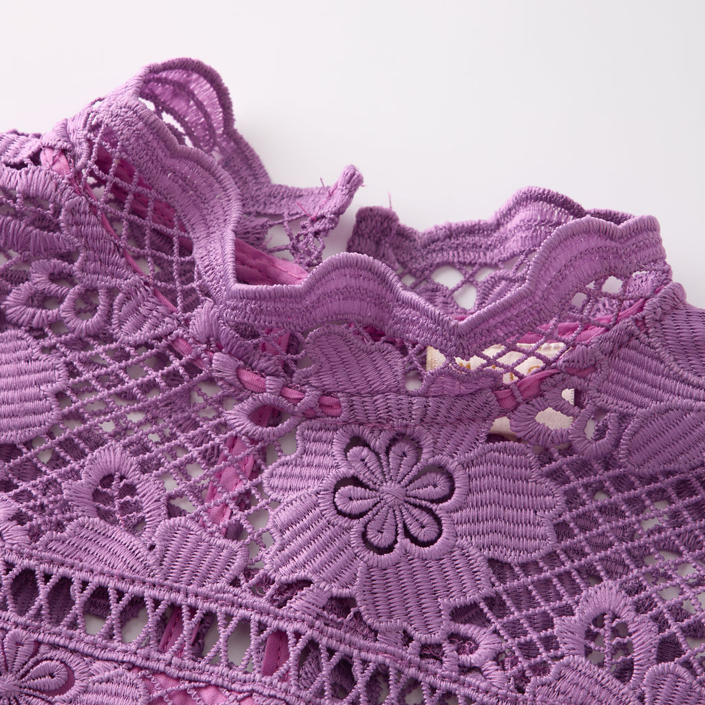 MARLO KIDS Gianna Embroidery Mini Dress in Grape
