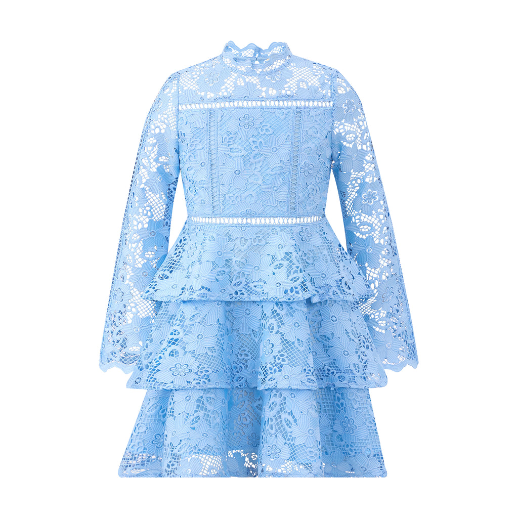 MARLO KIDS Gianna Embroidery Mini Dress in Powder Blue